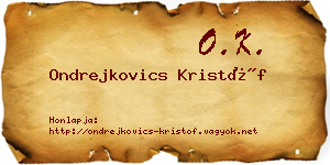 Ondrejkovics Kristóf névjegykártya